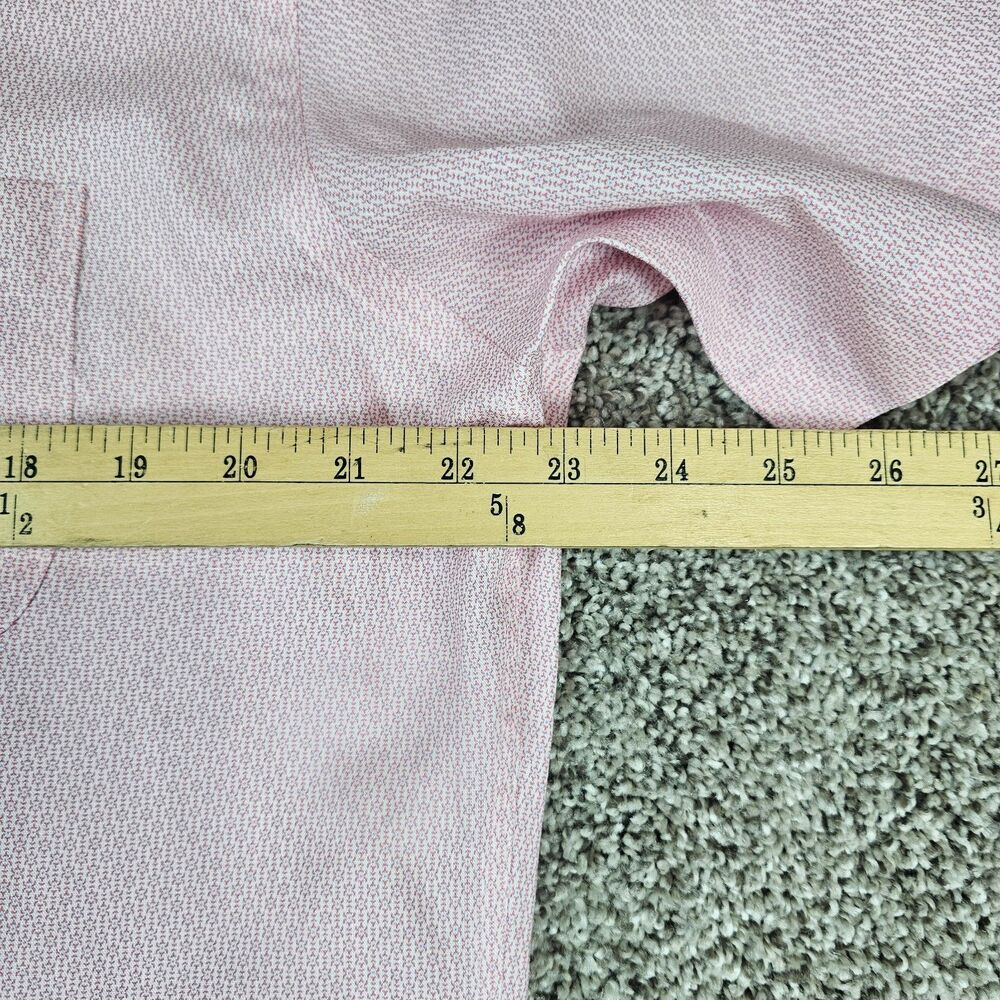 Peter Millar Shirt Mens Medium Pink Linen Blend Geometric Micro Print Casual AOP - Picture 7 of 10